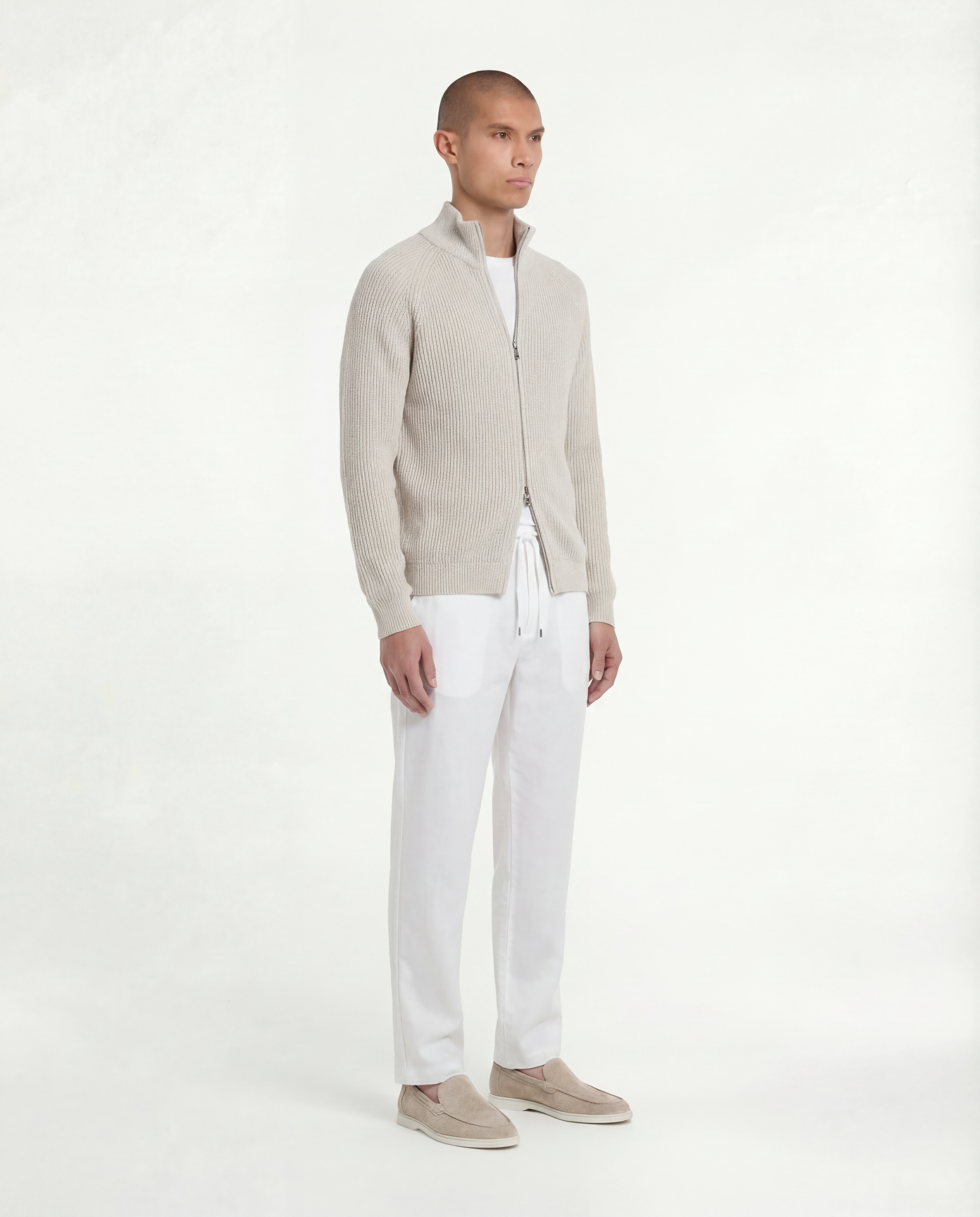 Wool Knit Zipper (Beige)