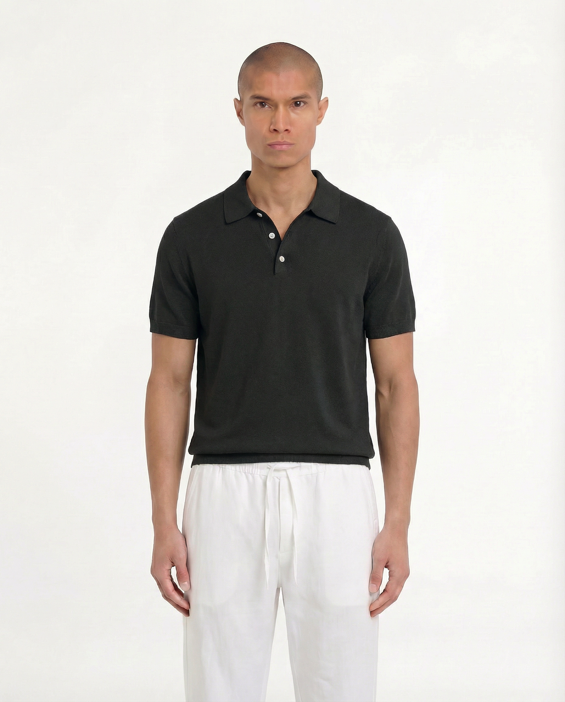 Knobbed Luxury Polo (Black)