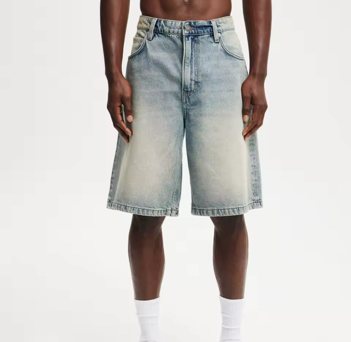 Washed Denim Shorts
