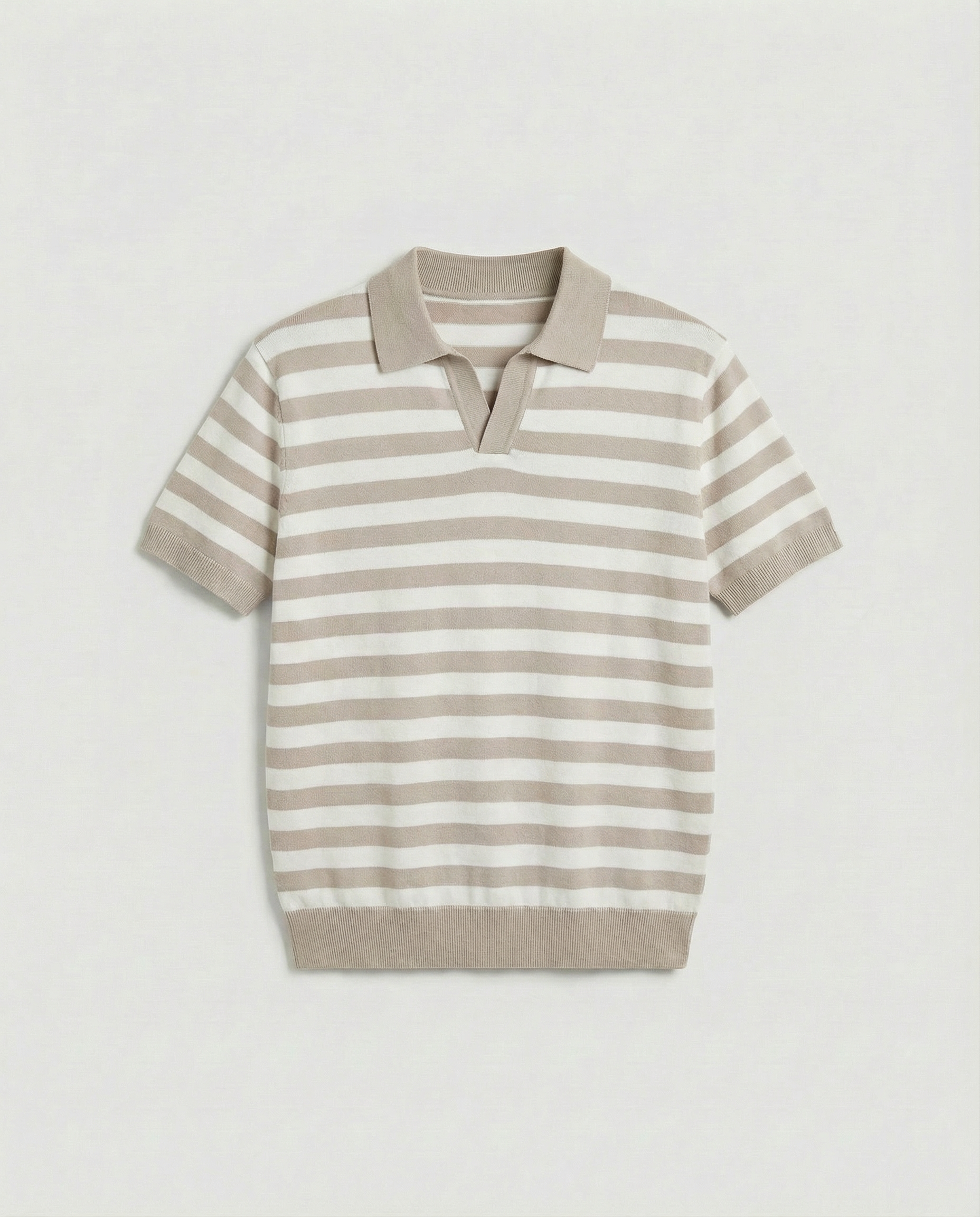 Striped Textured Polo (Beige)