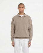 Luxe polo lange mouw (bruin)