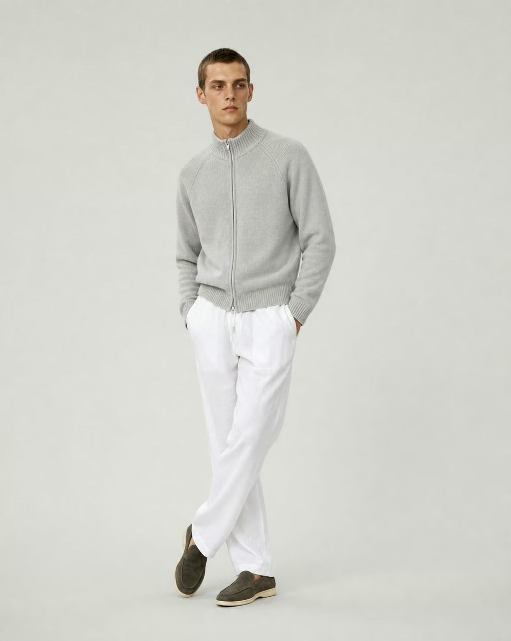Knitted Zip-up Cardigan