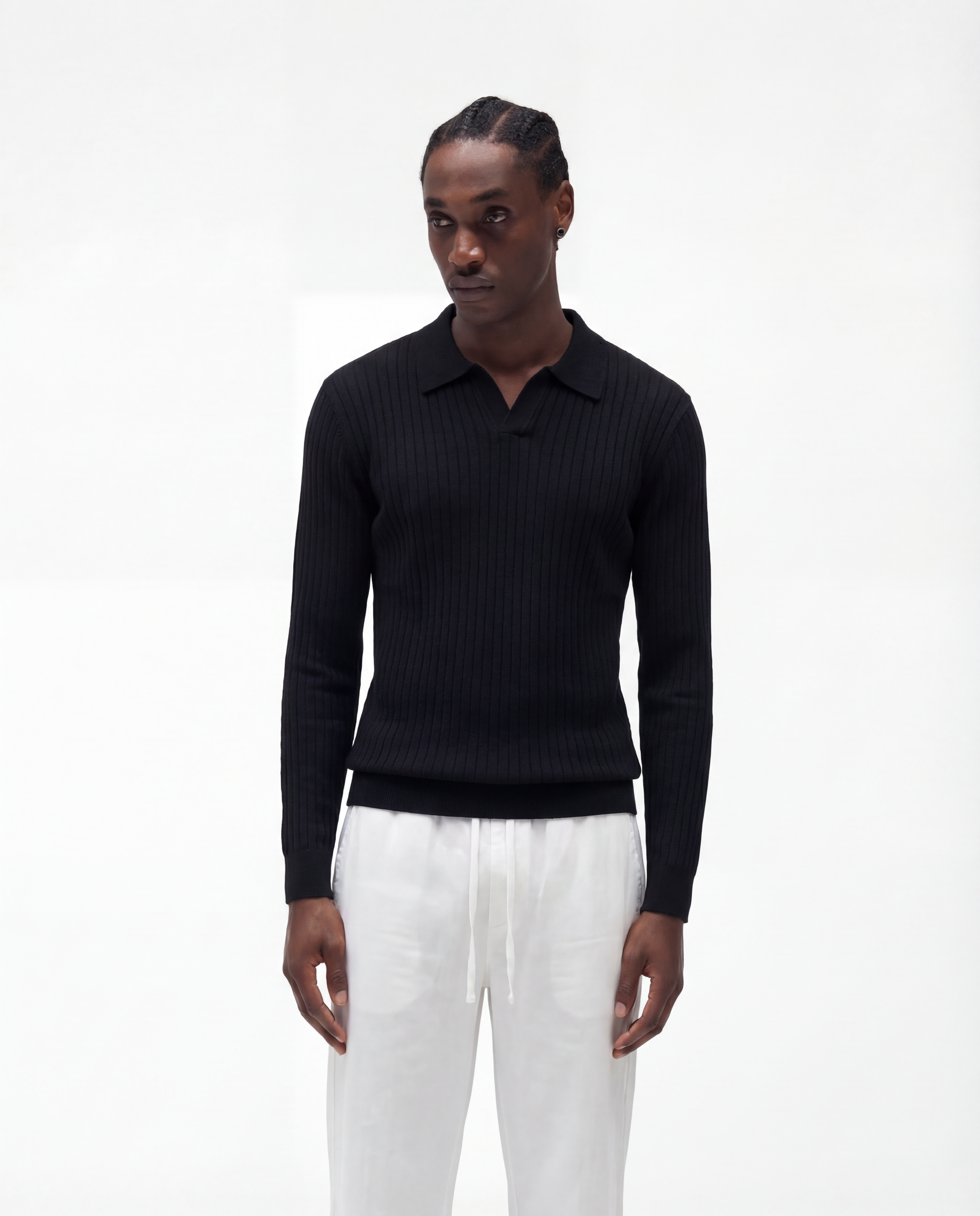 Long Sleeve Polo (Black)