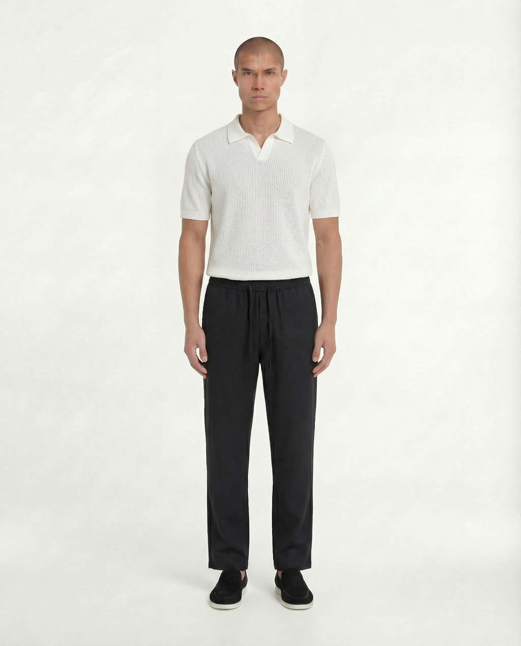Woven Knit Polo (White)