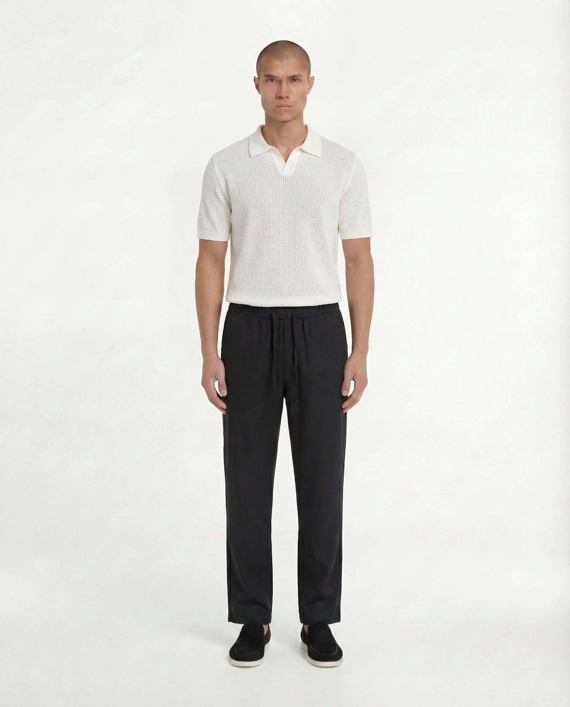 Woven Knit Polo (White)