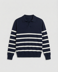 Striped Long Sleeve Polo (Marine)