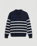 Striped Long Sleeve Polo (Marine)