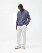 Luxe polo lange mouw (blauw)