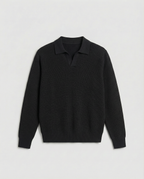 Knit Long Sleeve Polo (Black)