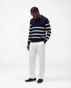 Striped Long Sleeve Polo (Marine)