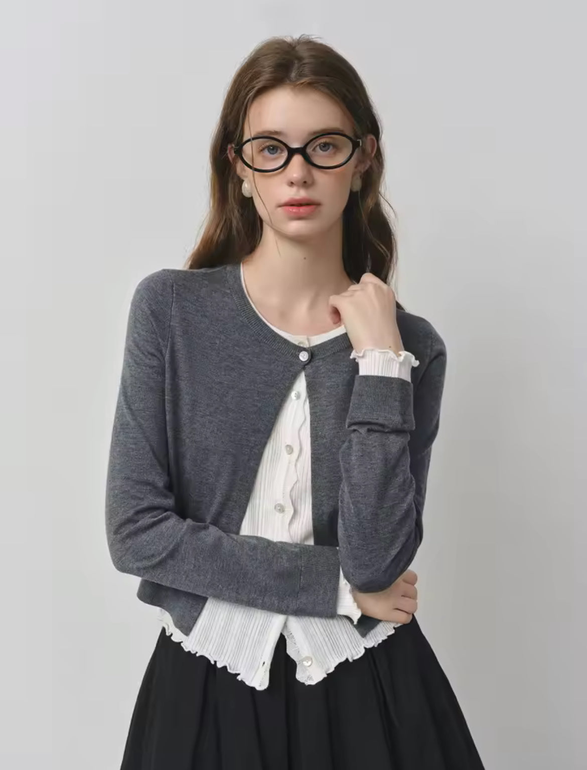 Layered Cardigan (Grey)