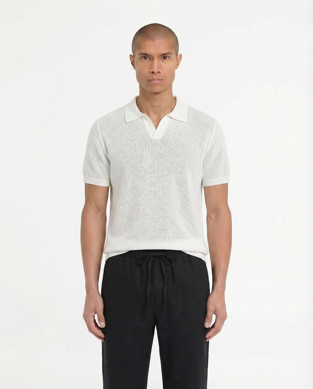 Woven Knit Polo (White)