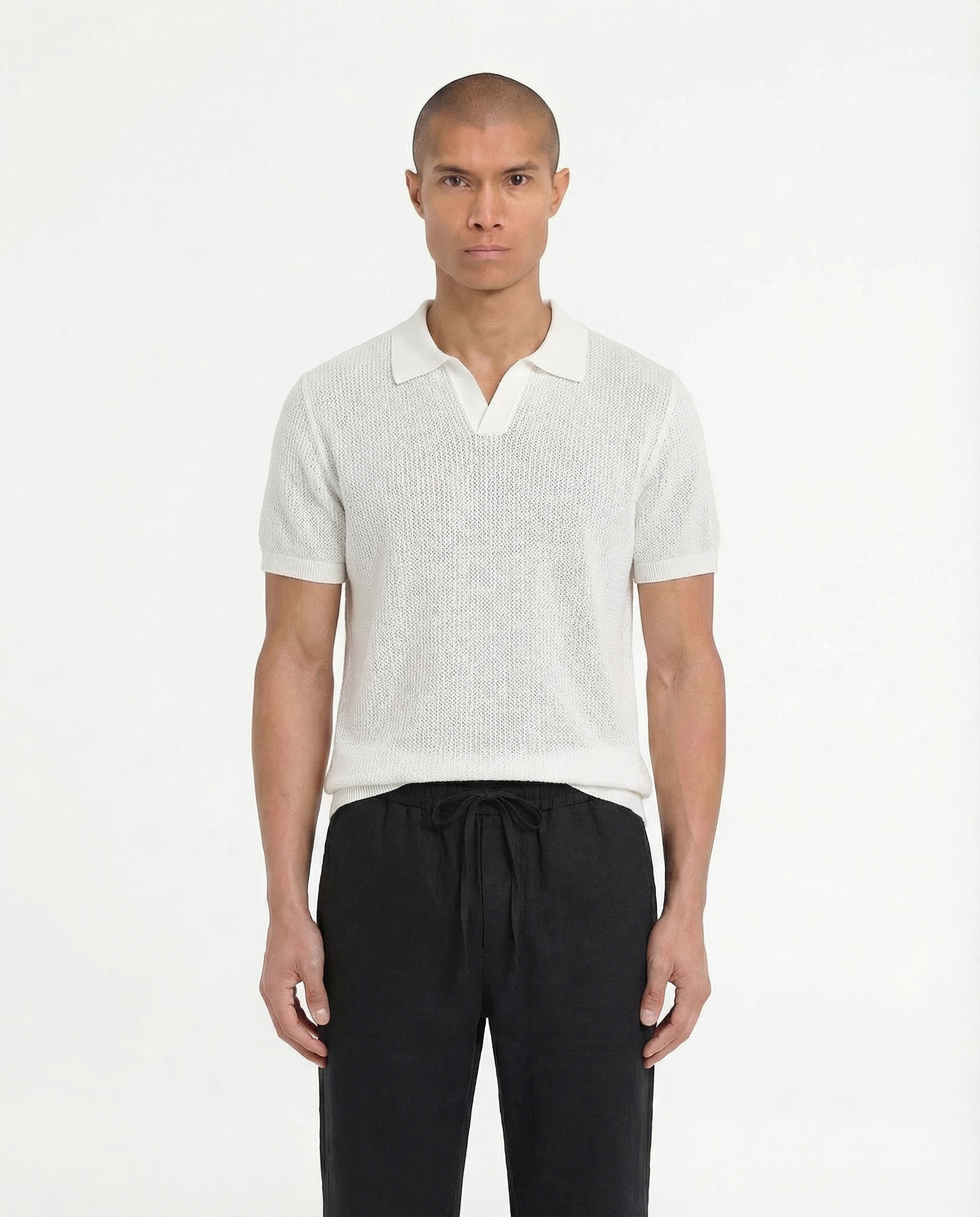 Woven Knit Polo (White)