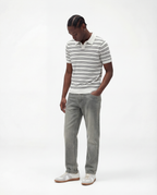 Polo texturé rayé (crème)
