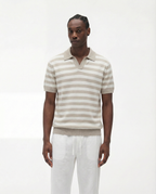 Striped Textured Polo (Beige)