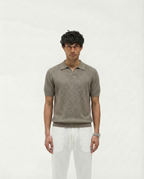 Woven Knit Polo (Brown)