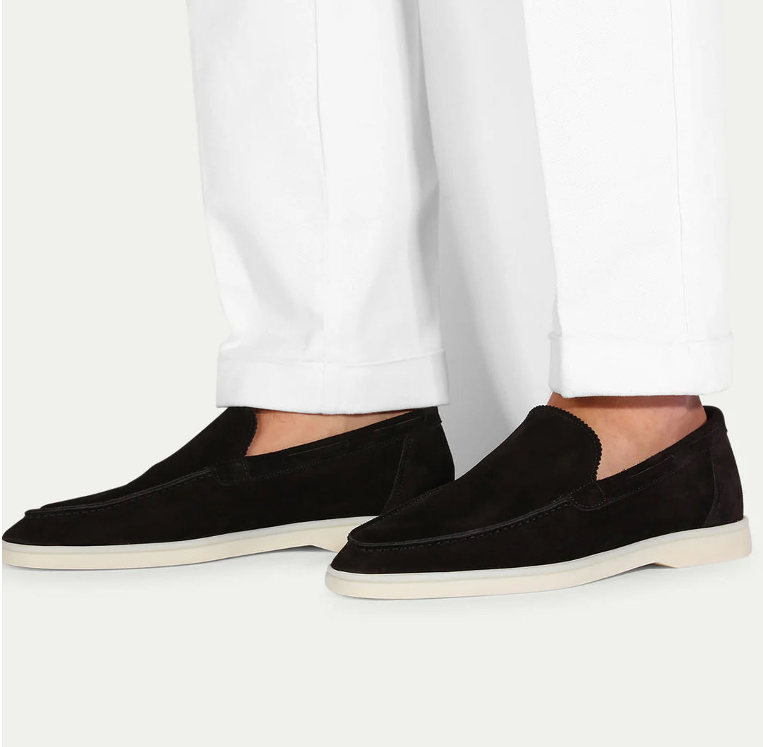 Suede Yacht Loafers (Black) – Vero Bianchi - Main Image