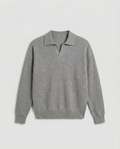 Knit Long Sleeve Polo (Grey)