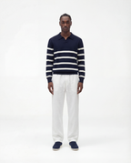 Striped Long Sleeve Polo (Marine)