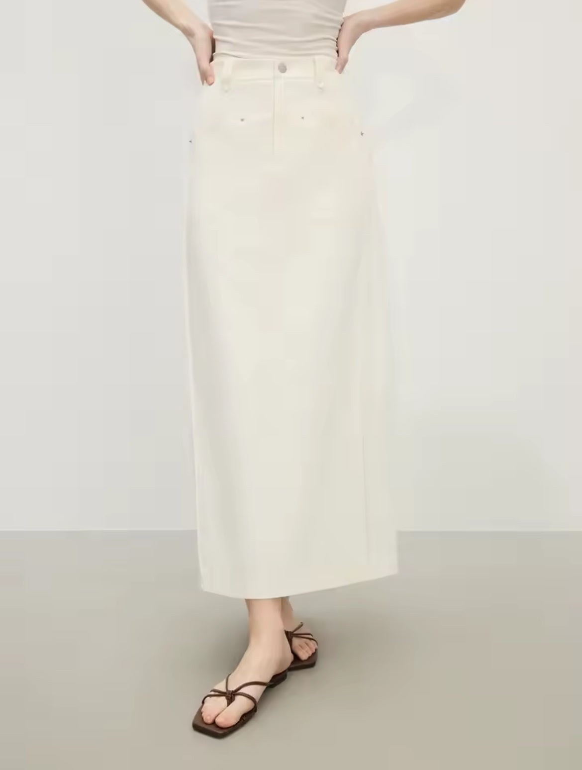 Ivory Denim Skirt