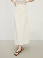 Ivory Denim Skirt