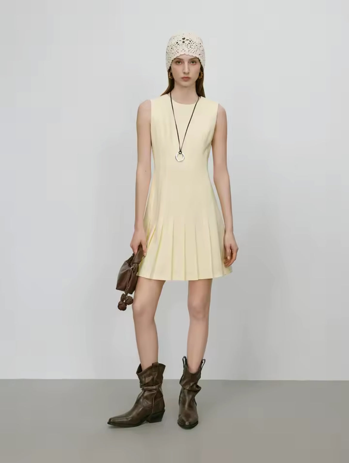 Pleated Dress (Butter Yellow)