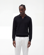 Knit Long Sleeve Polo (Black)