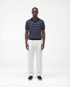 Gestreepte textuur poloshirt (marine)