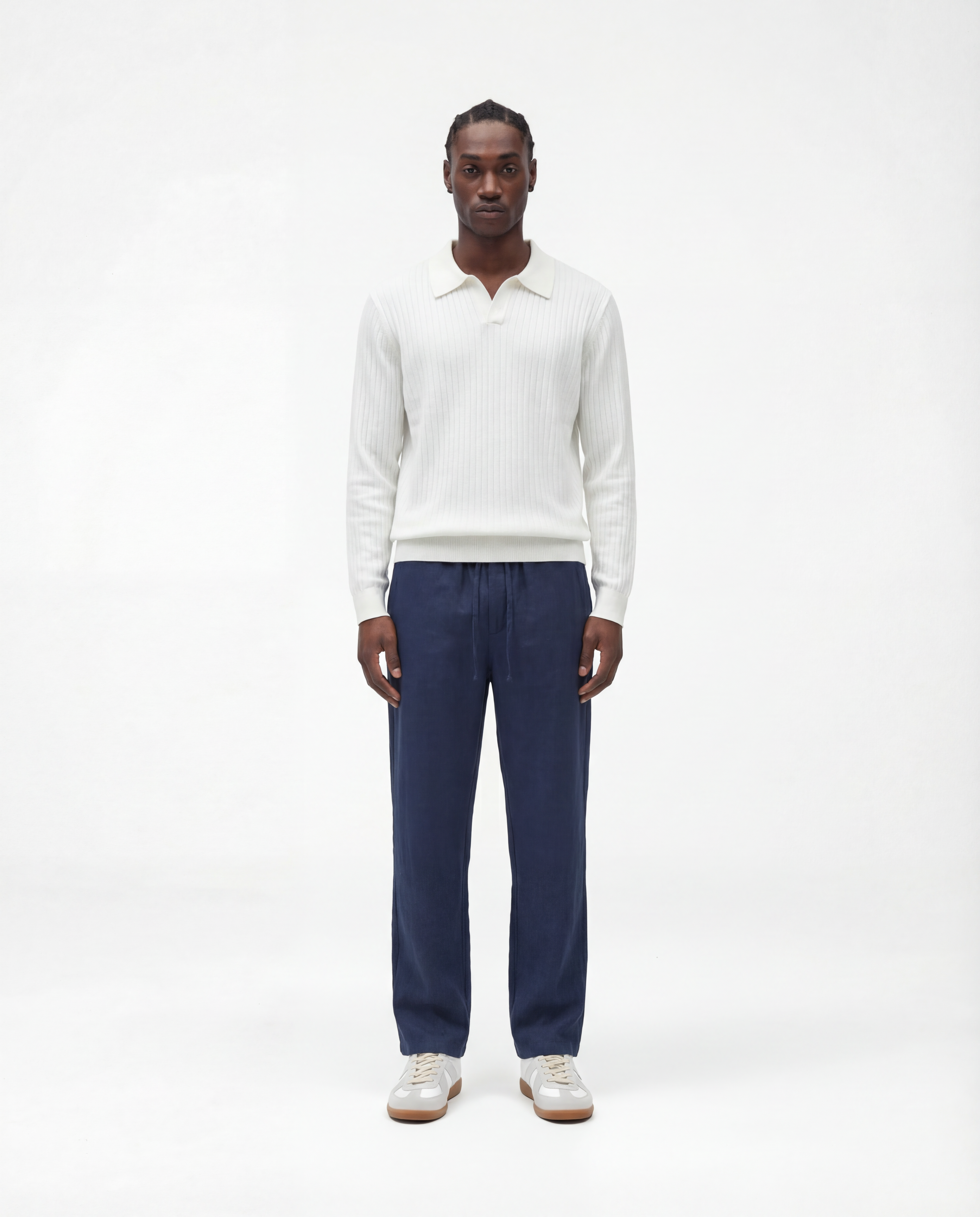 Long Sleeve Polo (White)