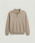 Luxe polo lange mouw (bruin)