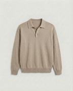 Luxe polo lange mouw (bruin)