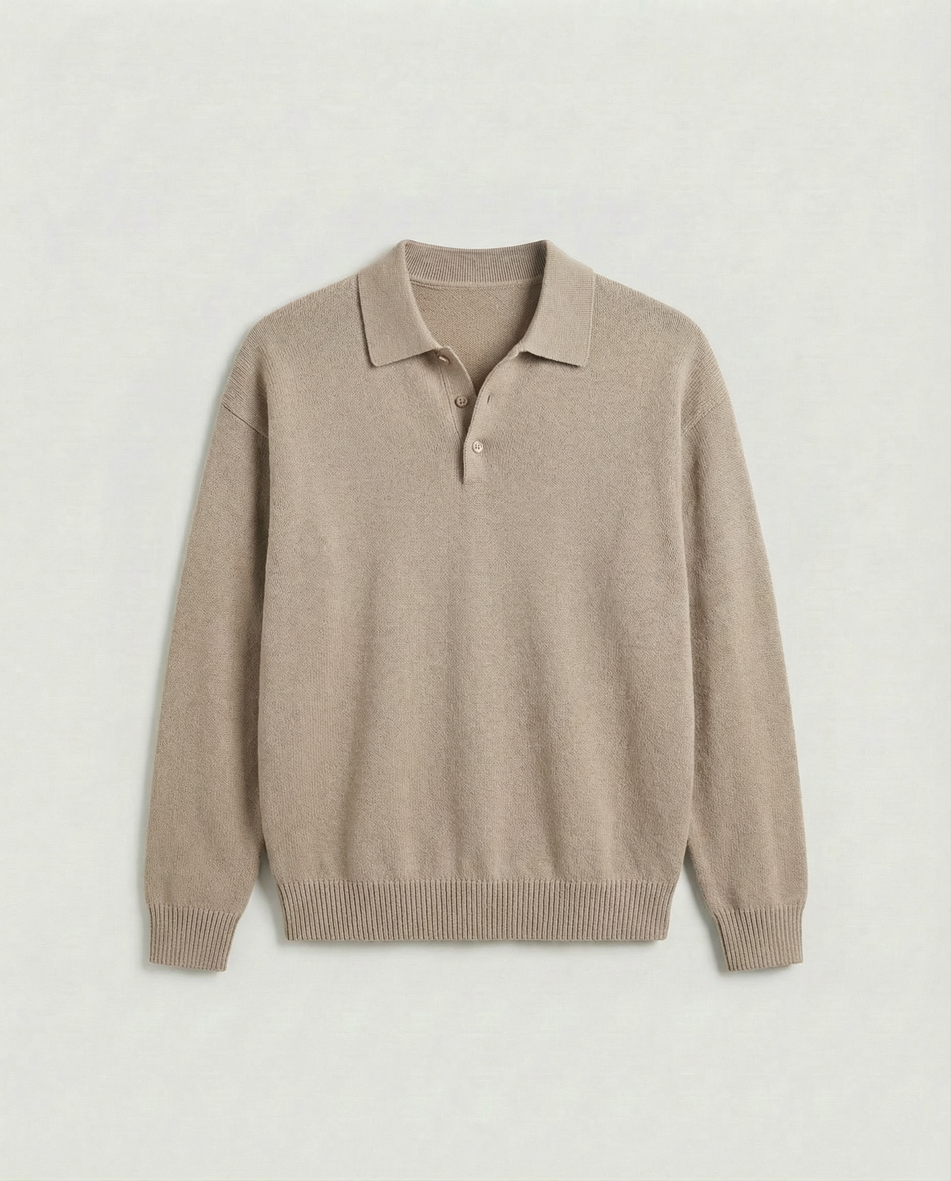 Luxe polo lange mouw (bruin)