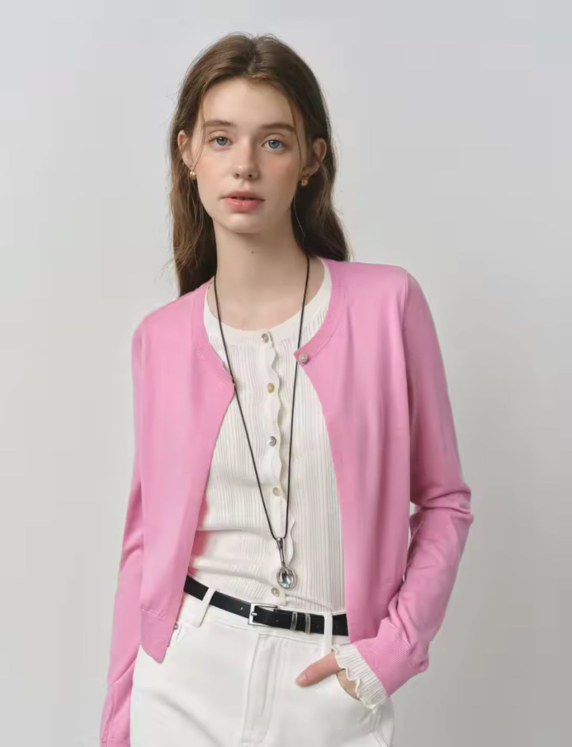 Layered Cardigan (Pink)