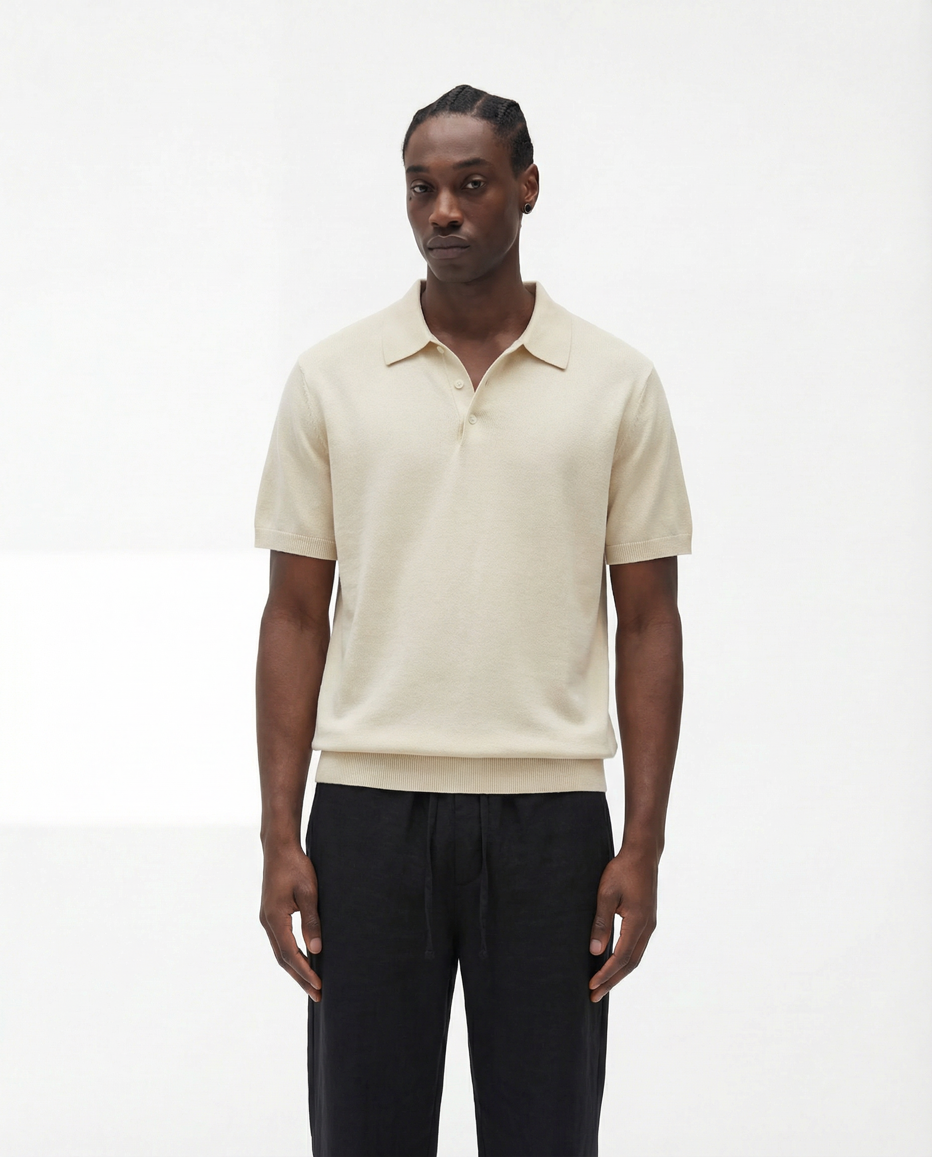 Knobbed Luxury Polo (Cream)