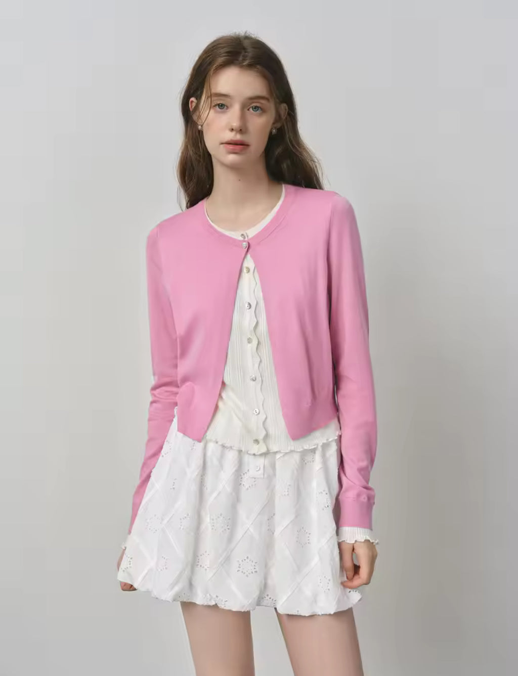 Layered Cardigan (Pink)