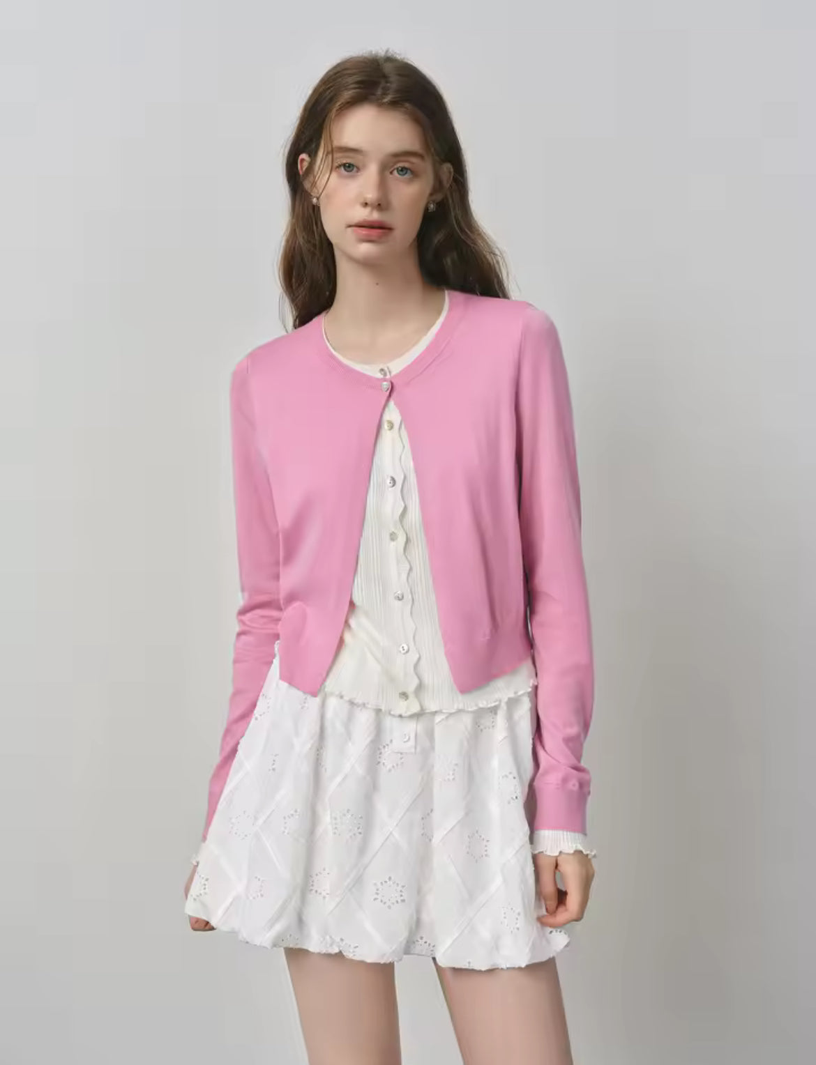 Layered Cardigan (Pink)