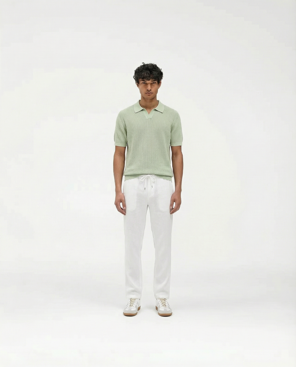 Woven Knit Polo (Mint)