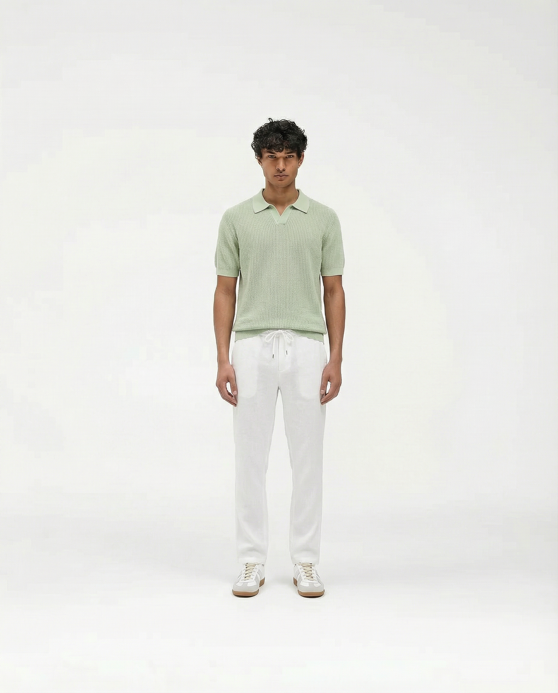 Woven Knit Polo (Mint)