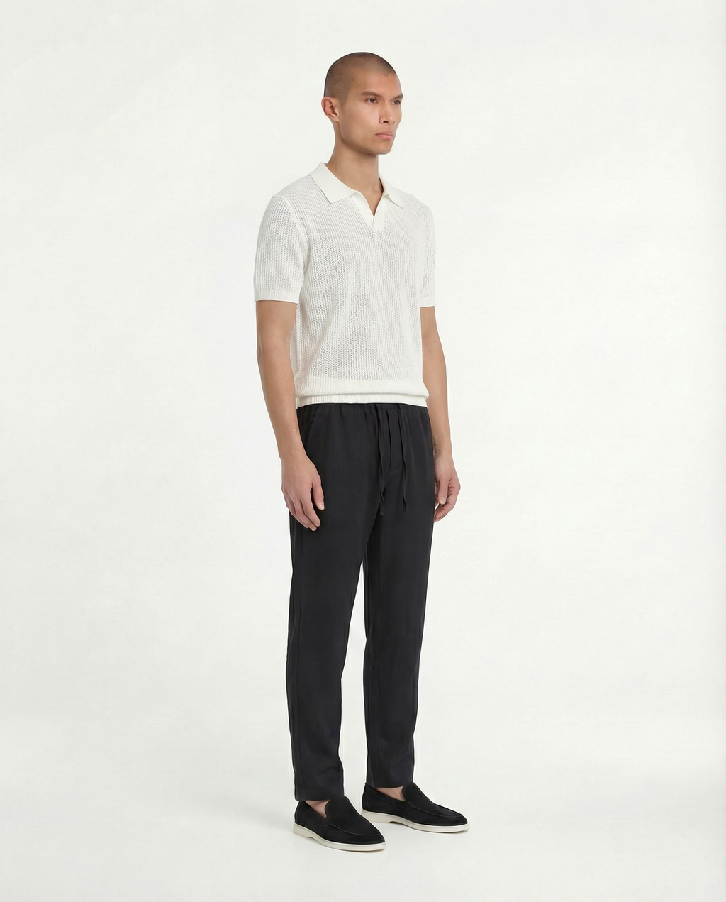 Woven Knit Polo (White)