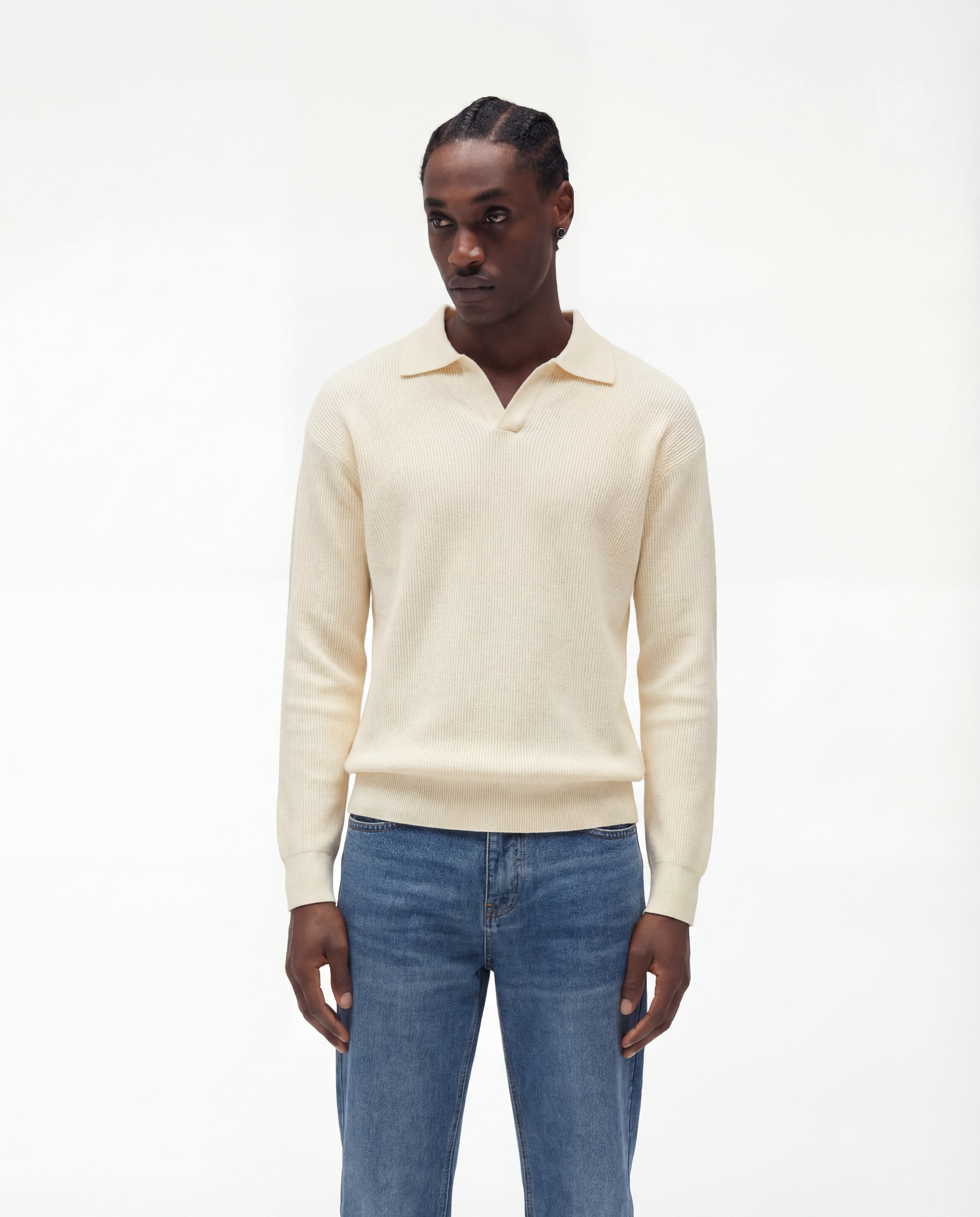 Knit Long Sleeve Polo (Beige) – Vero Bianchi