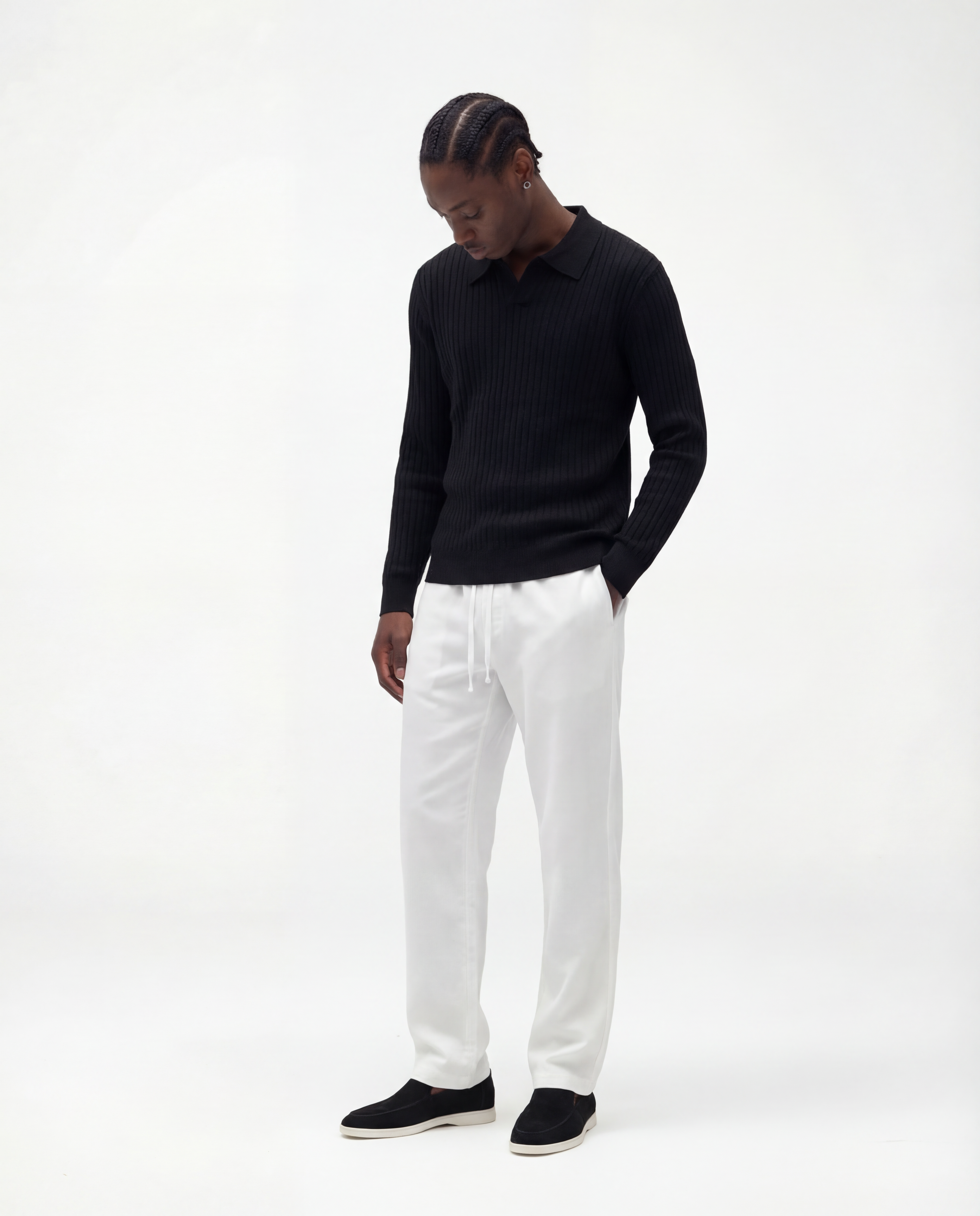 Long Sleeve Polo (Black)