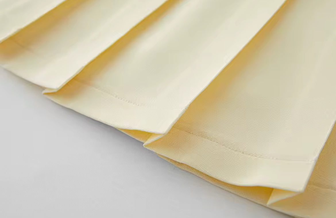 Pleated Dress (Butter Yellow)