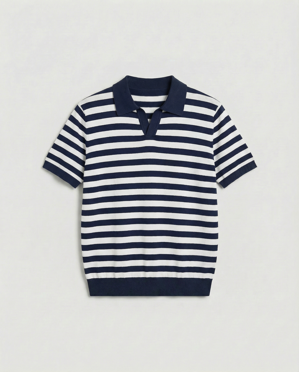 Striped Textured Polo (Navy)