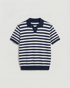 Striped Textured Polo (Navy)