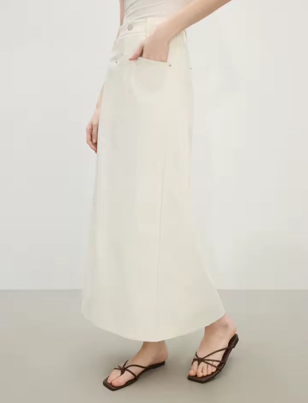 Ivory Denim Skirt