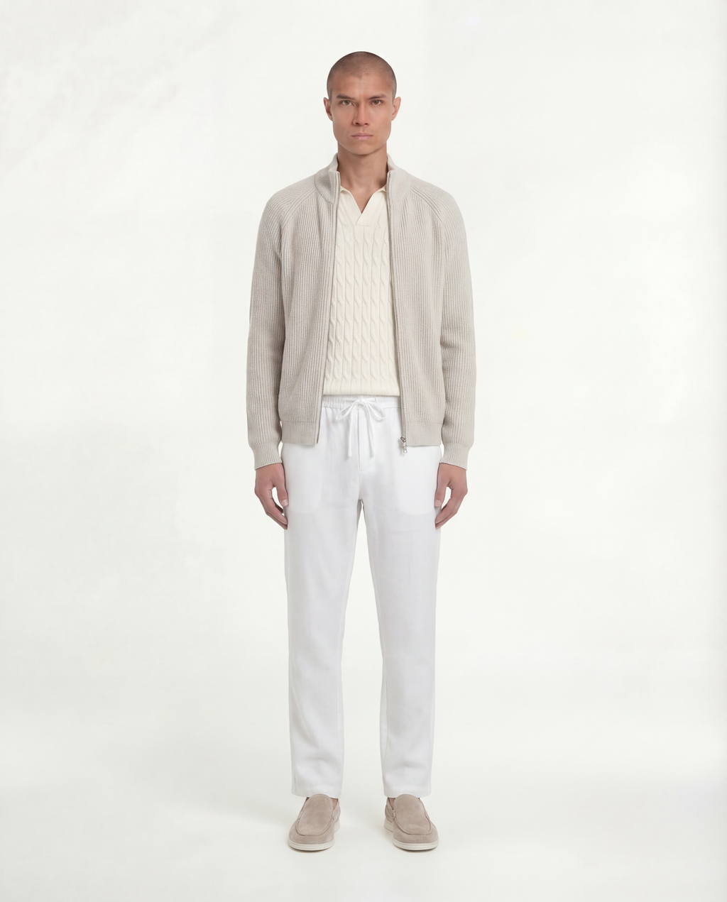Wool Knit Zipper (Beige)