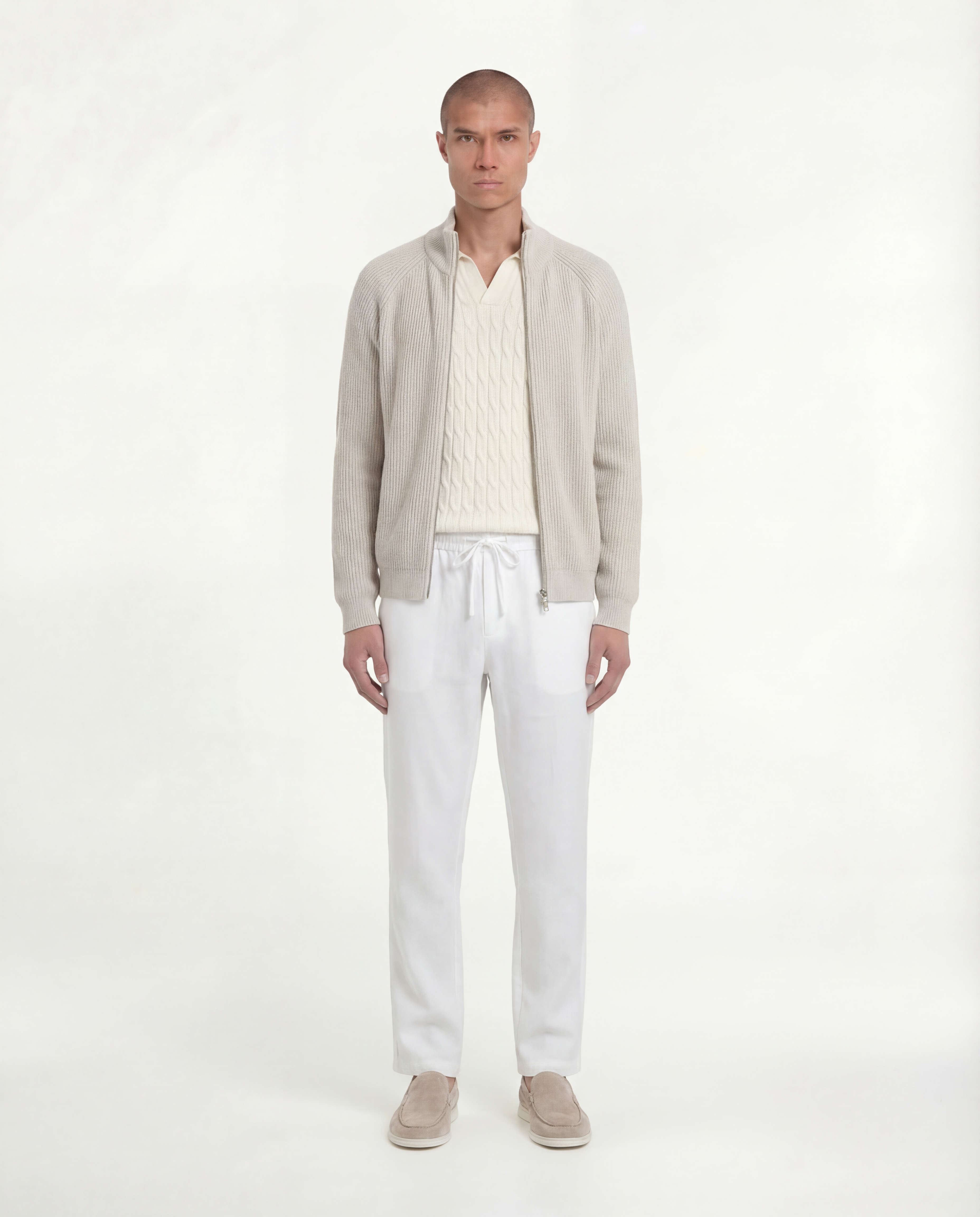 Wool Knit Zipper (Beige)
