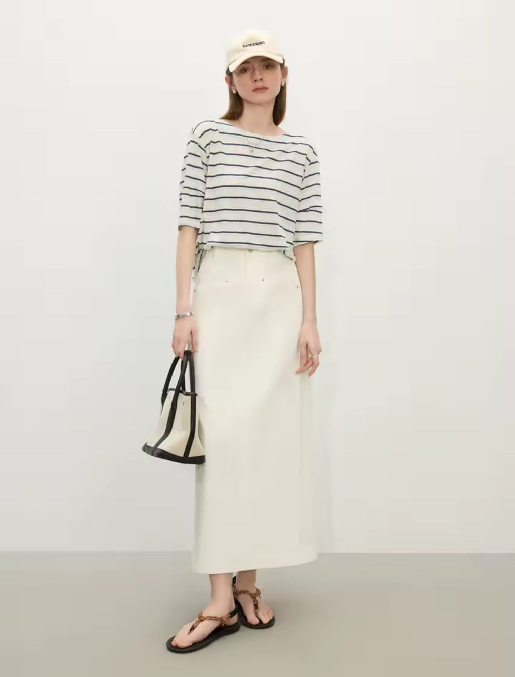 Ivory Denim Skirt