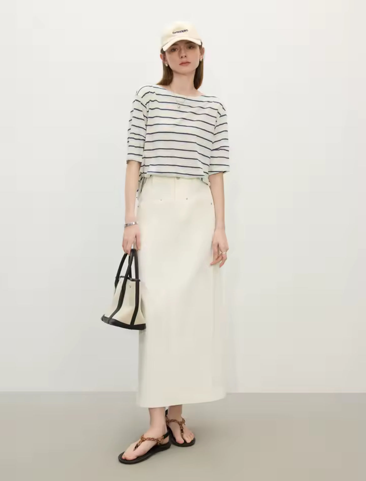 Ivory Denim Skirt