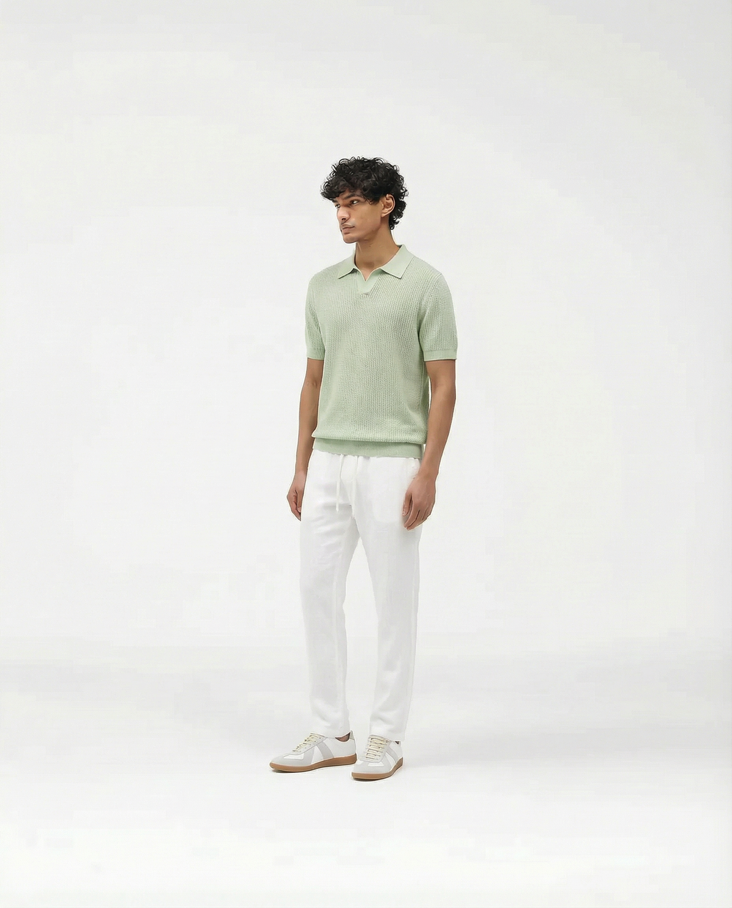 Woven Knit Polo (Mint)